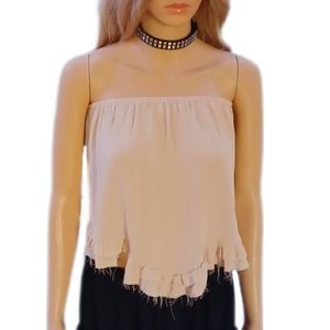 NEW!AND I tan ruffle detail tube top M/L